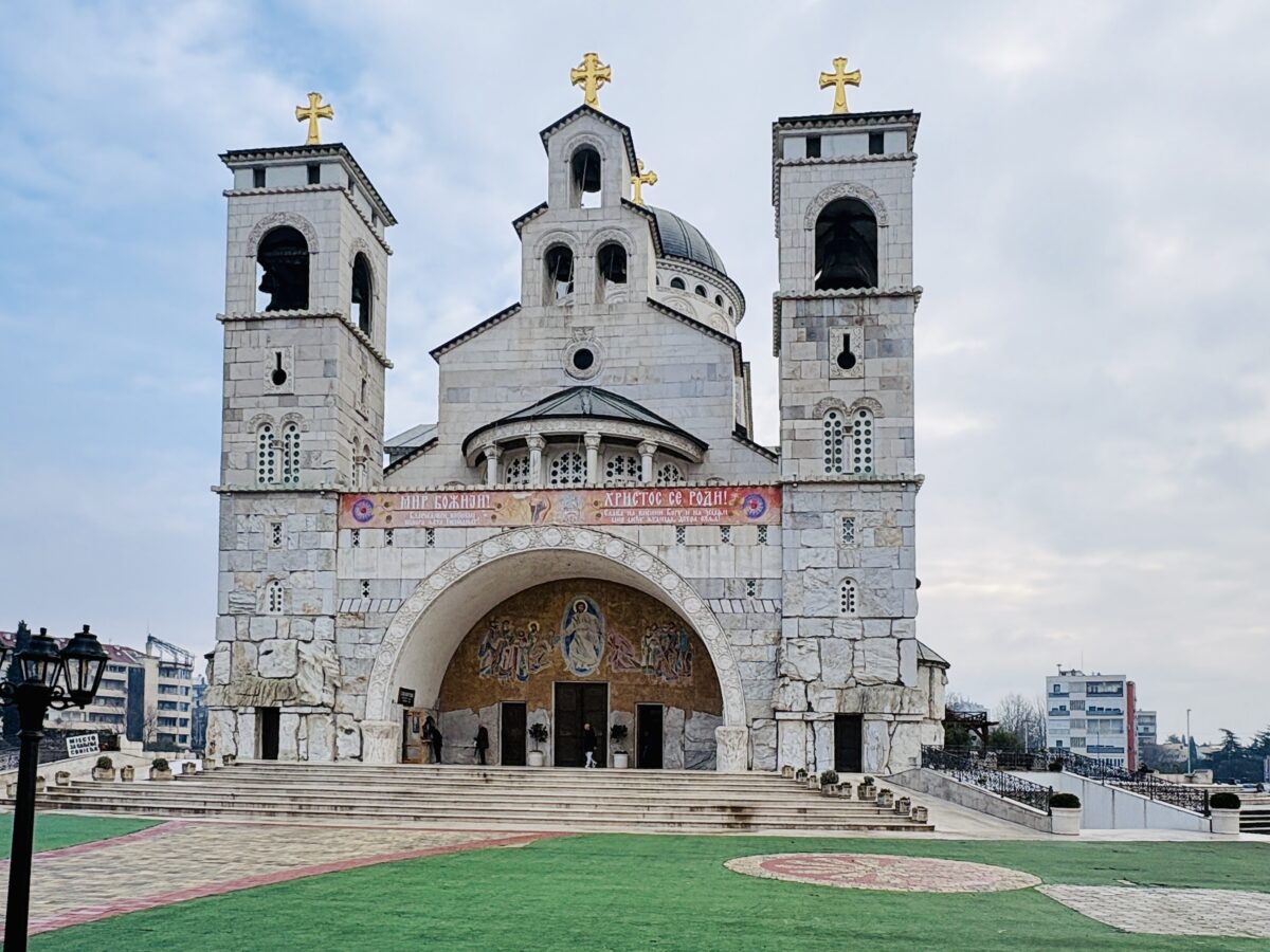 A modern cathedral dressed as an ancient giant in Podgorica