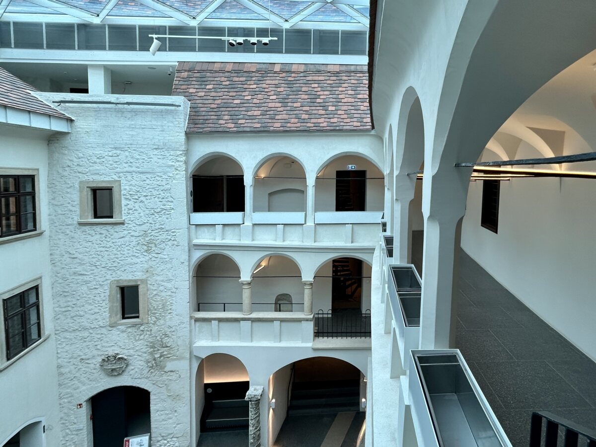 The glass courtyard of the Sopron Museum Quarter: Where centuries smash together comfortably